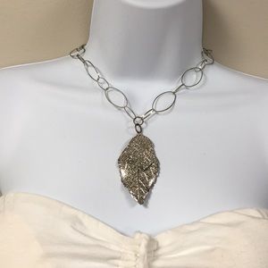 Silver leaf necklace